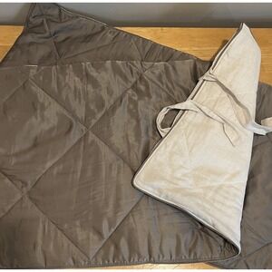 Pottery Barn 2 King Linen Silk Cotton Diamond Quilted Tie Pillow Sham Brownstone